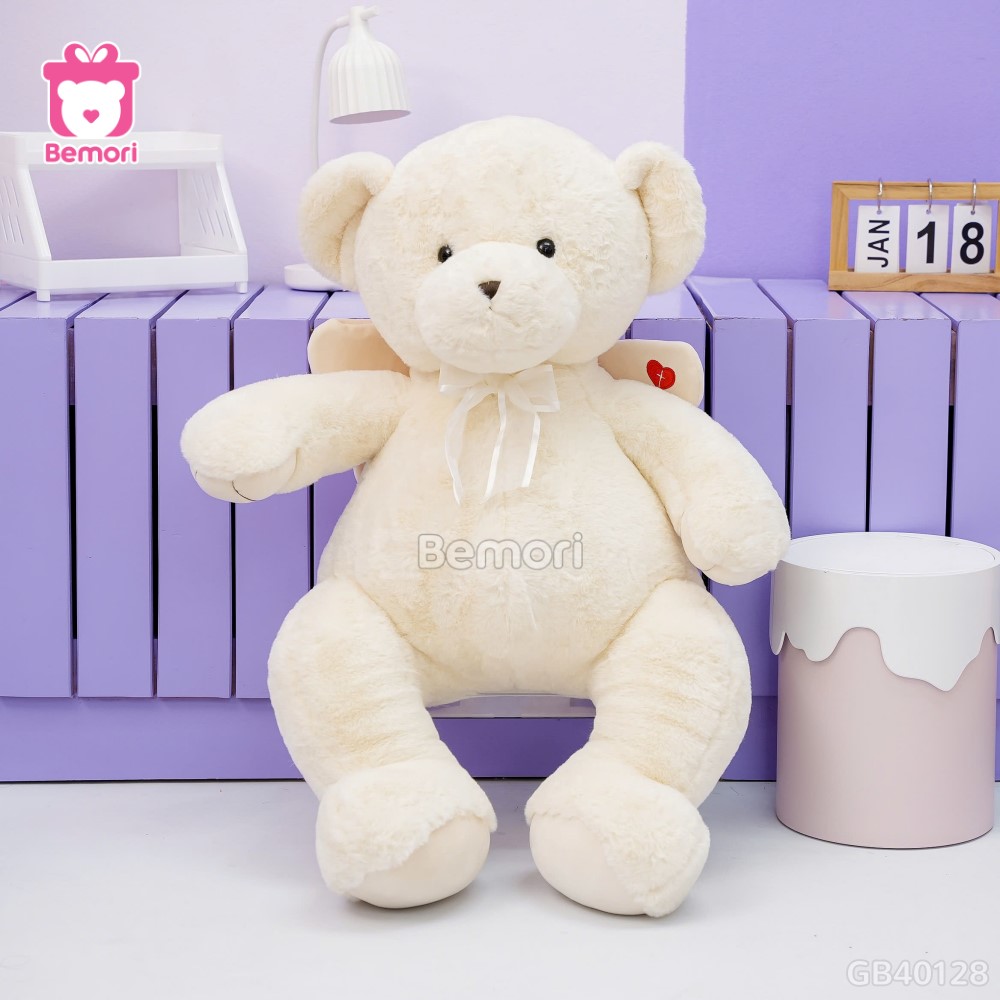 Gấu Bông Teddy Thiên Thần Trắng Đeo Nơ