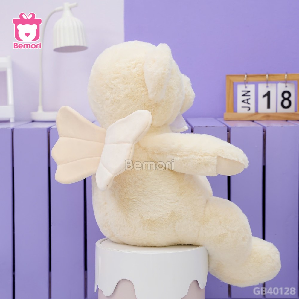 Gấu Bông Teddy Thiên Thần Trắng Đeo Nơ