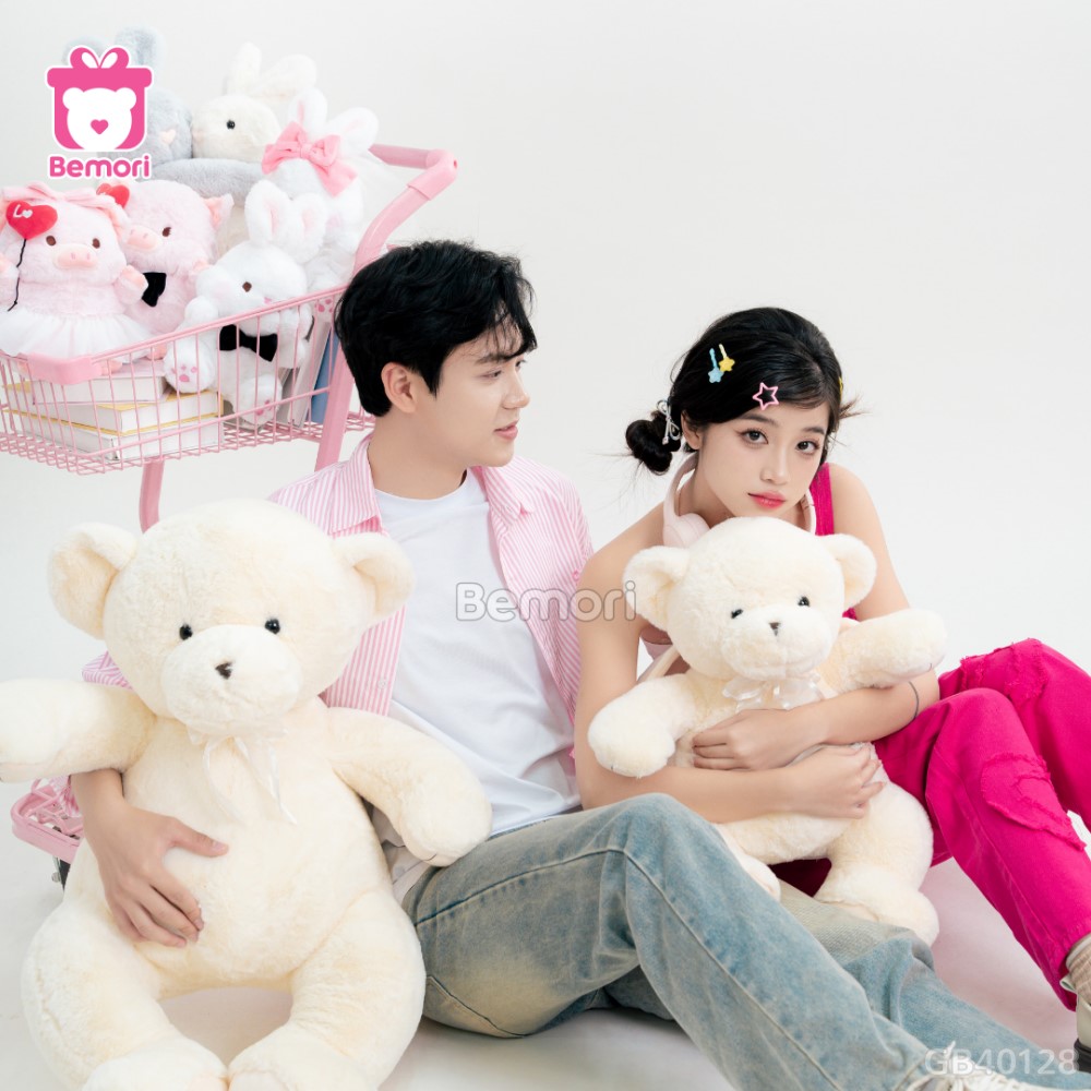 Gấu Bông Teddy Thiên Thần Trắng Đeo Nơ