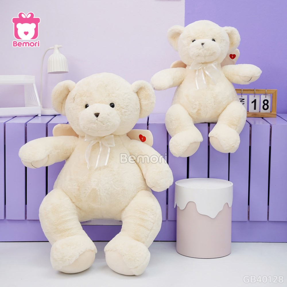 Gấu Bông Teddy Thiên Thần Trắng Đeo Nơ