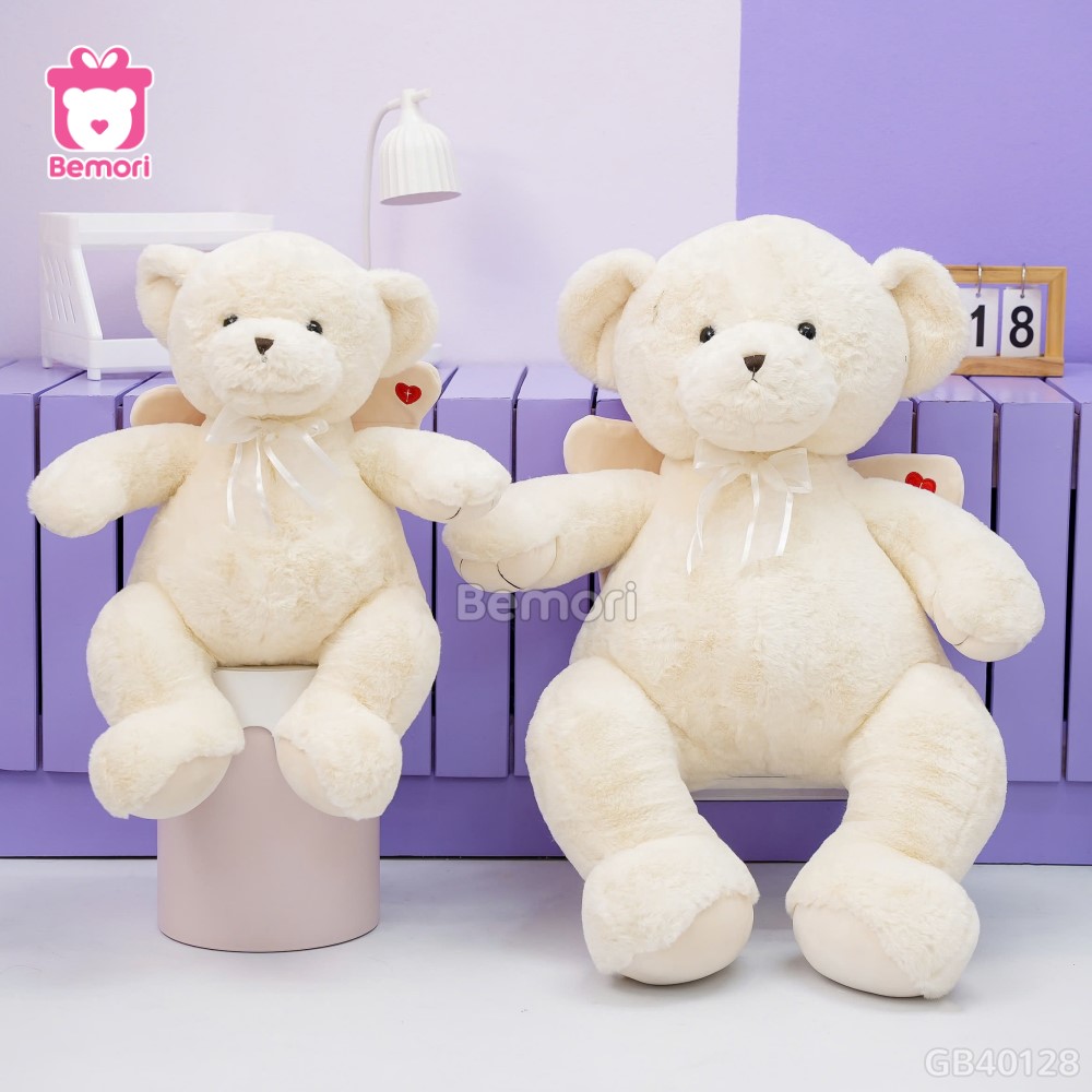 Gấu Bông Teddy Thiên Thần Trắng Đeo Nơ