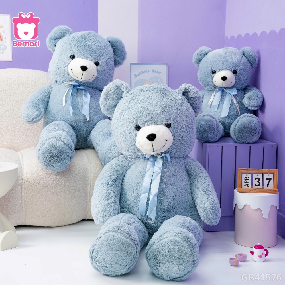 Gấu Bông Teddy Xanh Nơ Lụa