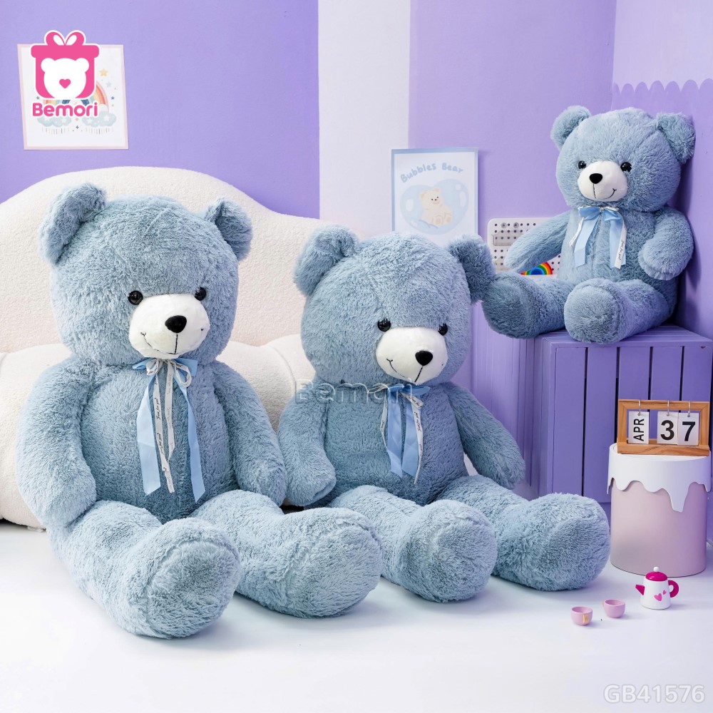 Gấu Bông Teddy Xanh Nơ Lụa