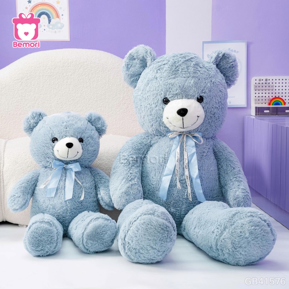 Gấu Bông Teddy Xanh Nơ Lụa