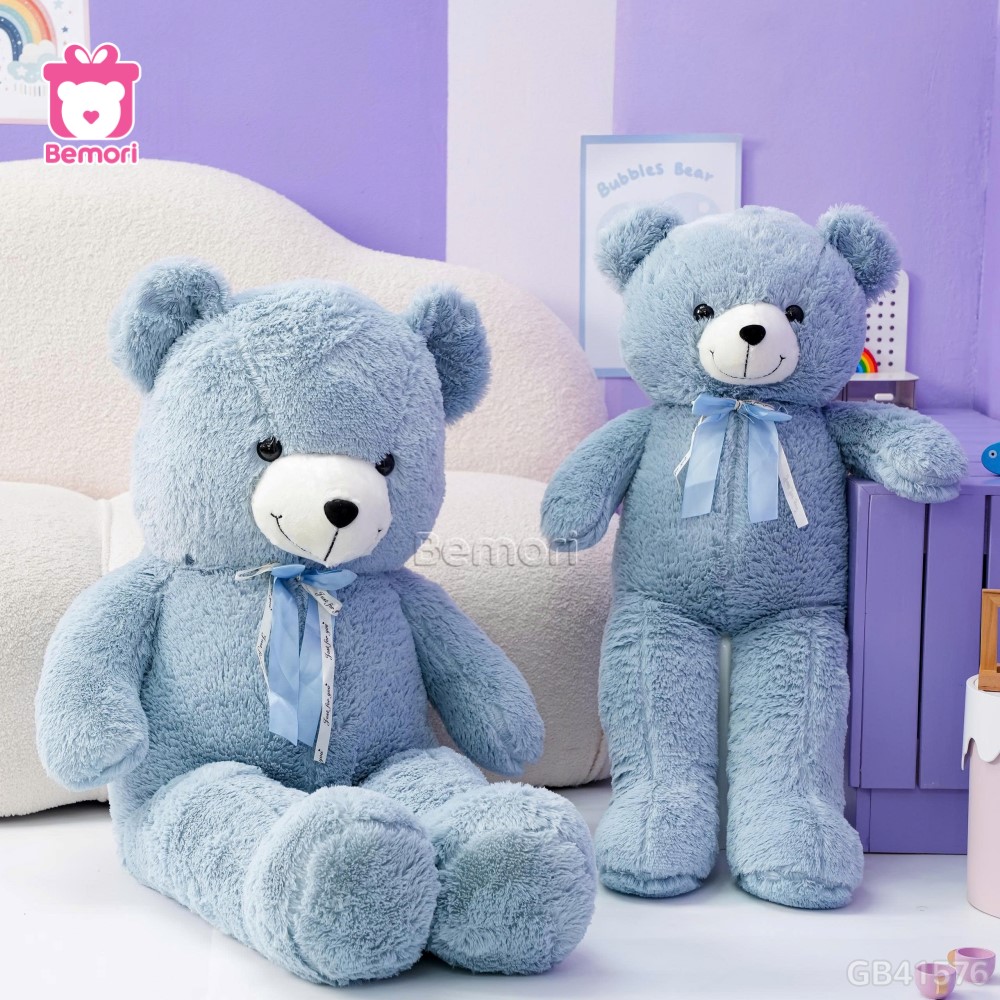 Gấu Bông Teddy Xanh Nơ Lụa