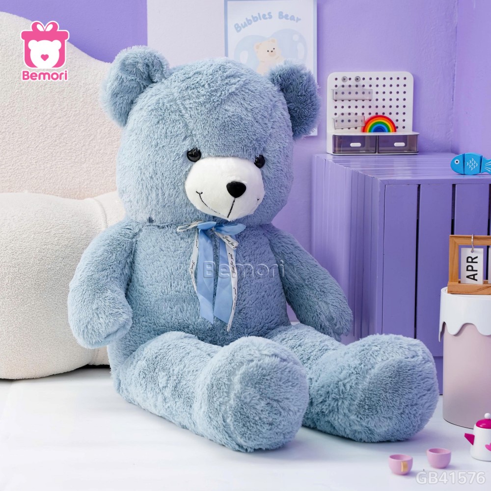 Gấu Bông Teddy Xanh Nơ Lụa