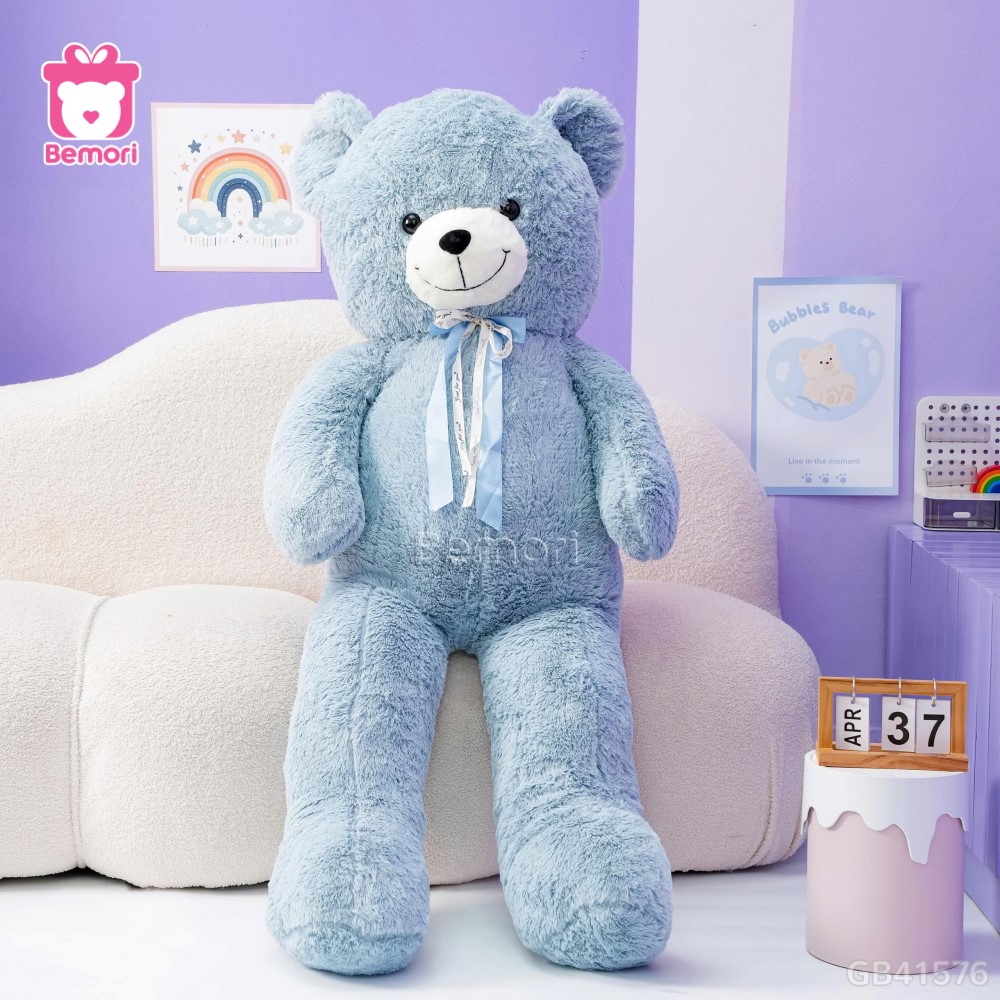 Gấu Bông Teddy Xanh Nơ Lụa