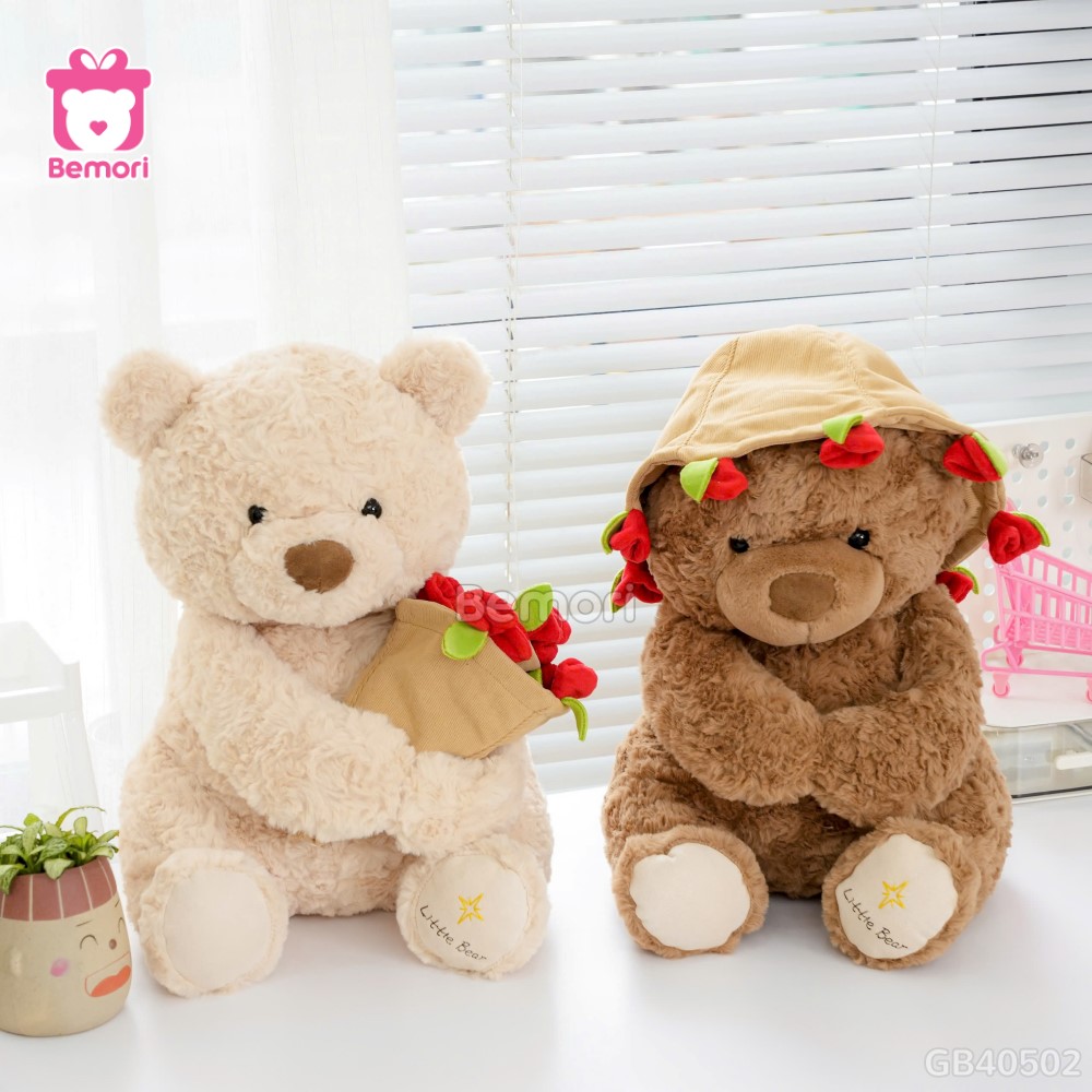 Gấu Bông Boo Đội Mũ Hoa