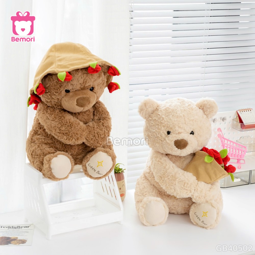 Gấu Bông Boo Đội Mũ Hoa