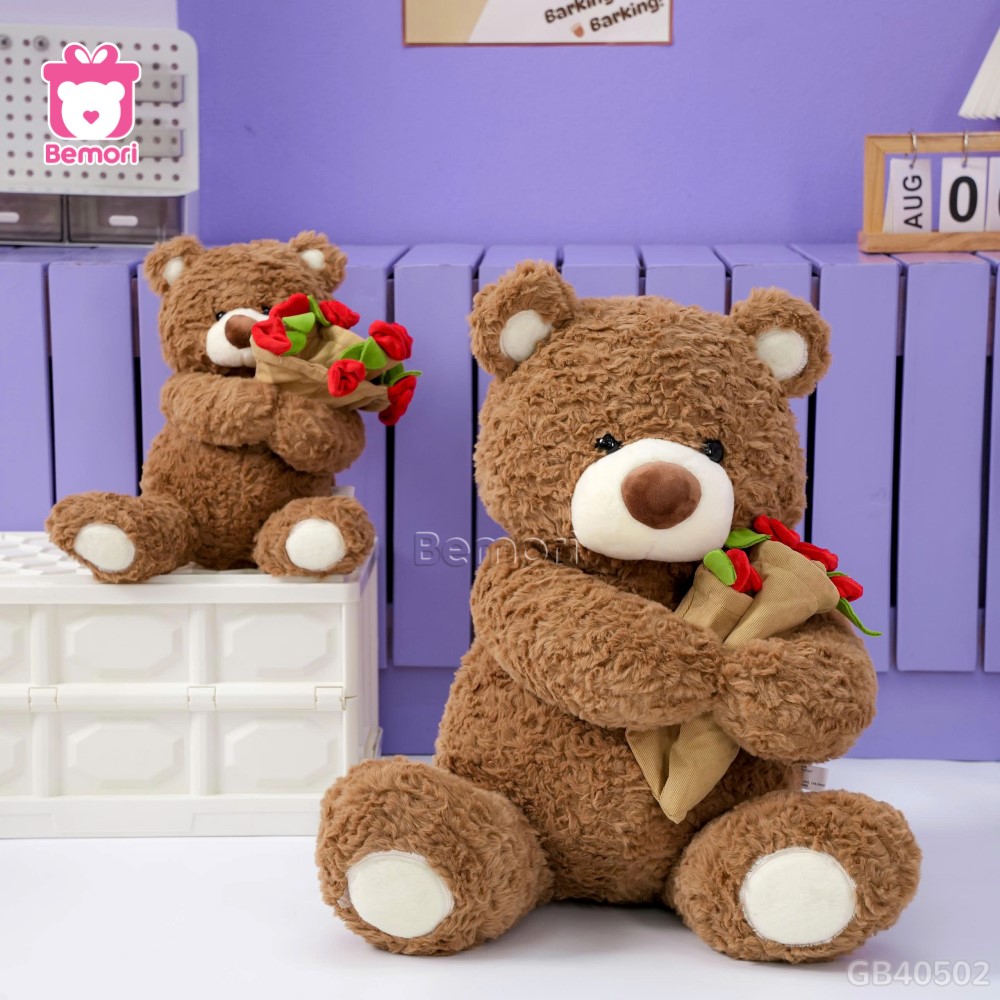 Gấu Bông Boo Đội Mũ Hoa