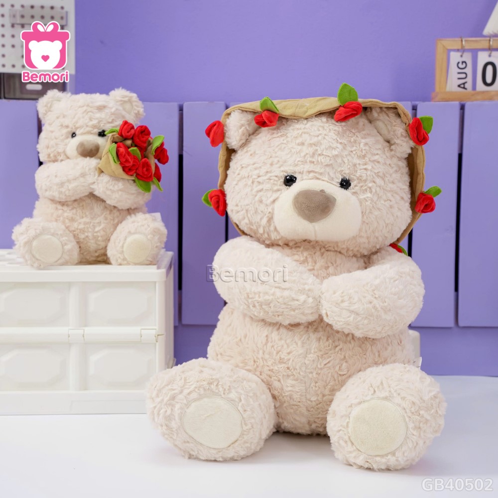 Gấu Bông Boo Đội Mũ Hoa