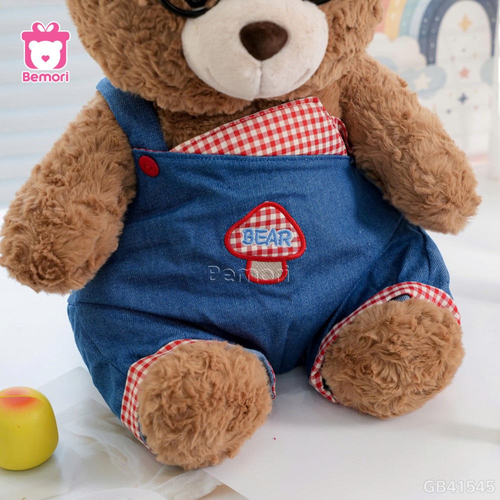 Gấu Bông Yếm Jeans Đeo Kính