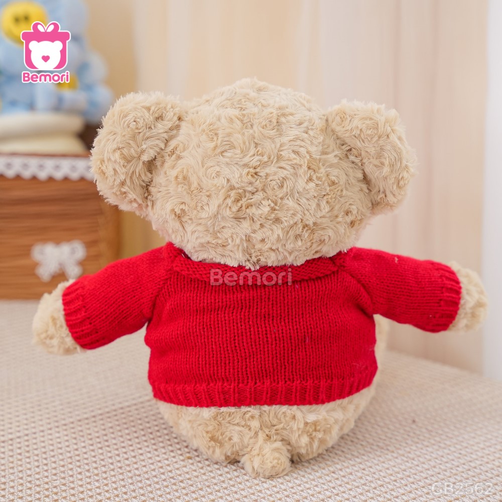 Gấu Bông Teddy Lông Xoắn Áo Len Love thiết kế tỉ mỉ, đẹp mắt