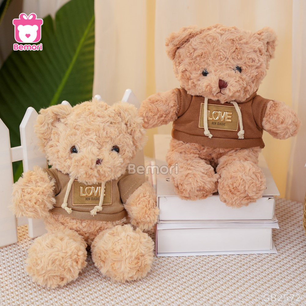 Gấu Bông Teddy Lông Xù Áo Nỉ Love