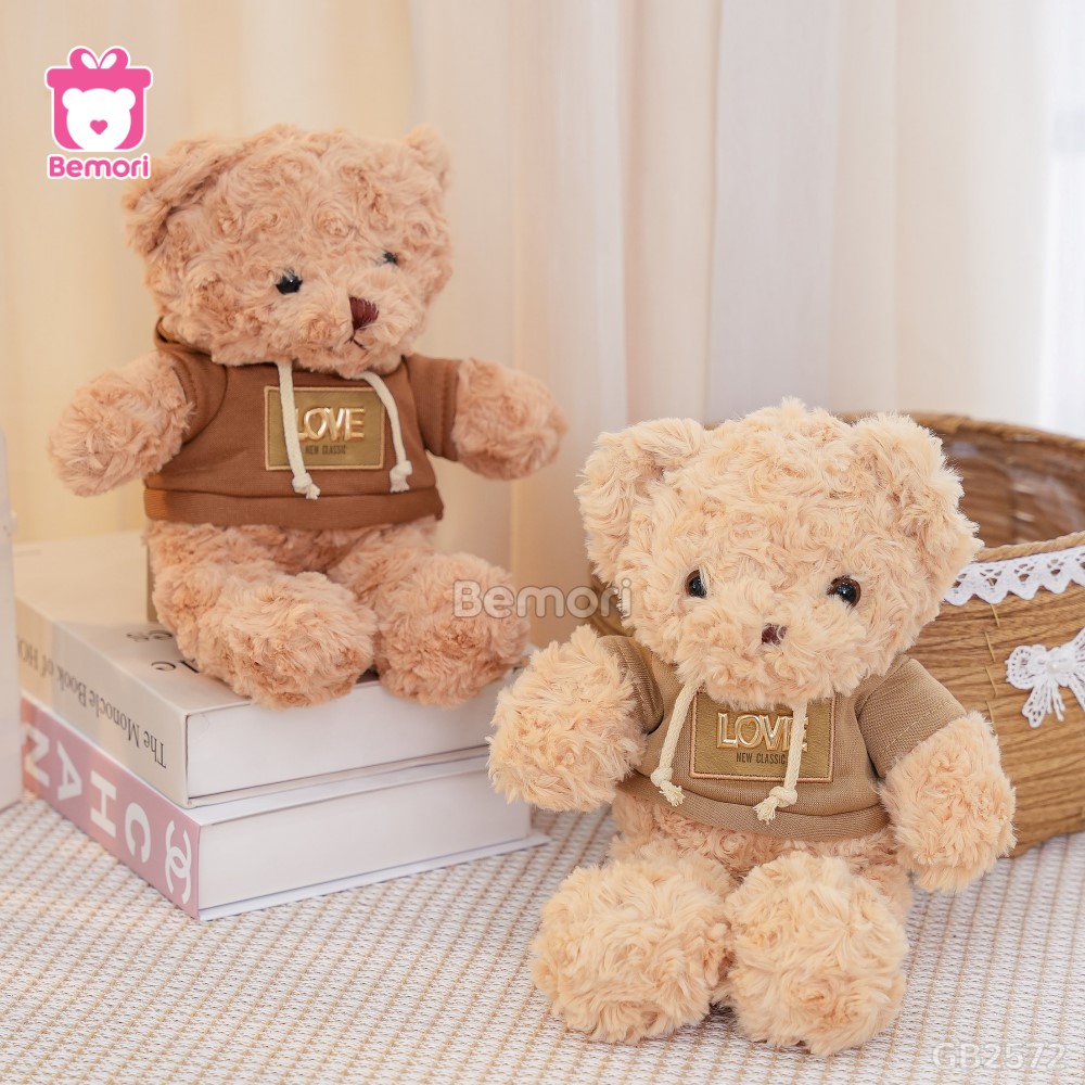 Gấu Bông Teddy Lông Xù Áo Nỉ Love