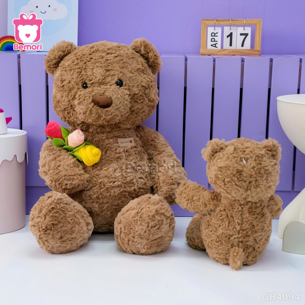 Gấu Bông Teddy Cầm Cành Hoa Hồng