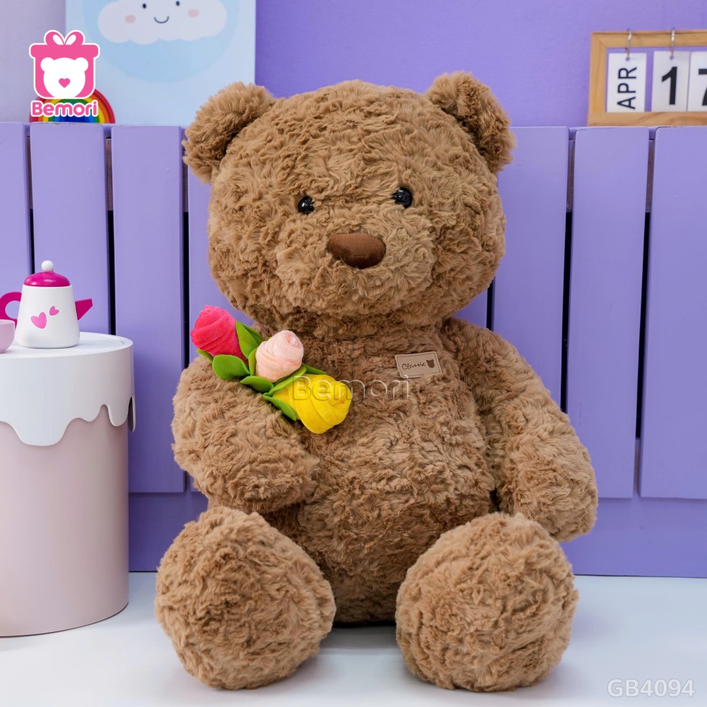Gấu Bông Teddy Cầm Cành Hoa Hồng
