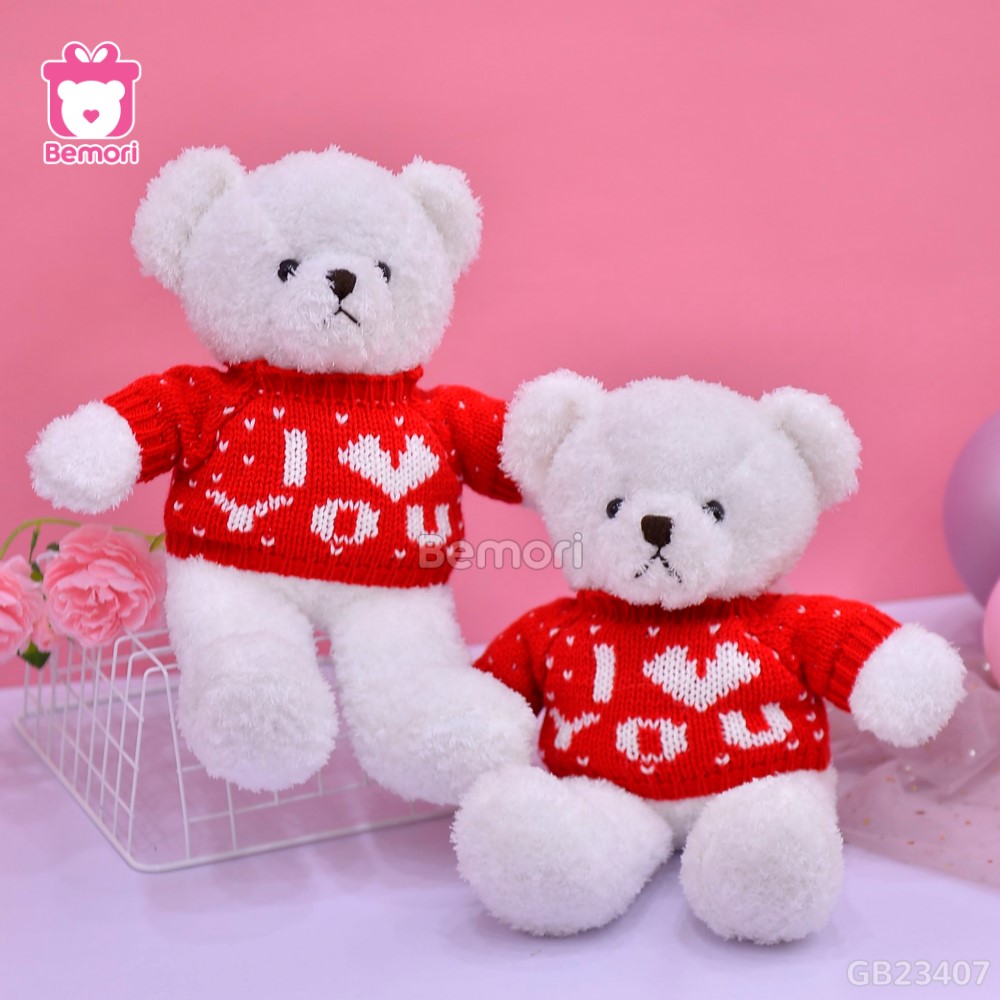 Gấu Bông Teddy Head Áo I Love U