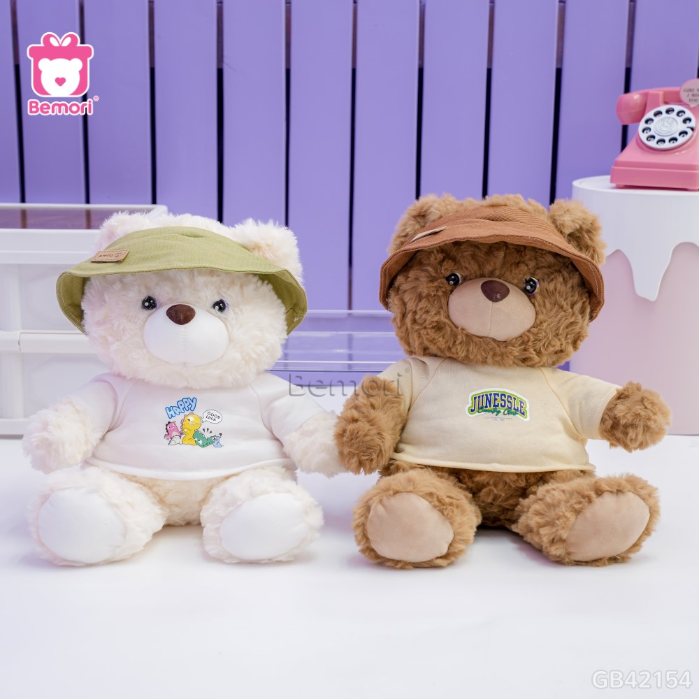 Gấu Bông Teddy Mocha Đội Mũ Bèo