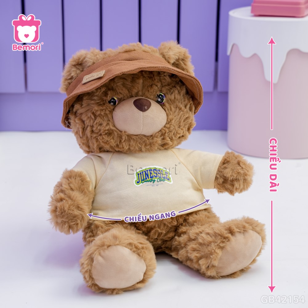 Cách đo kích thước của Gấu Bông Teddy Mocha Đội Mũ Bèo
