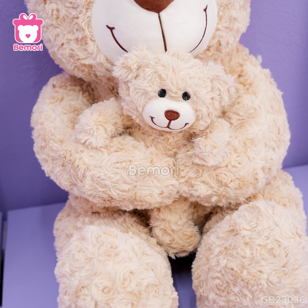 Gấu Bông Teddy Ôm Teddy – Kem