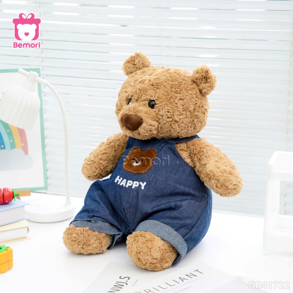 Gấu Bông Teddy Quần Yếm Jeans