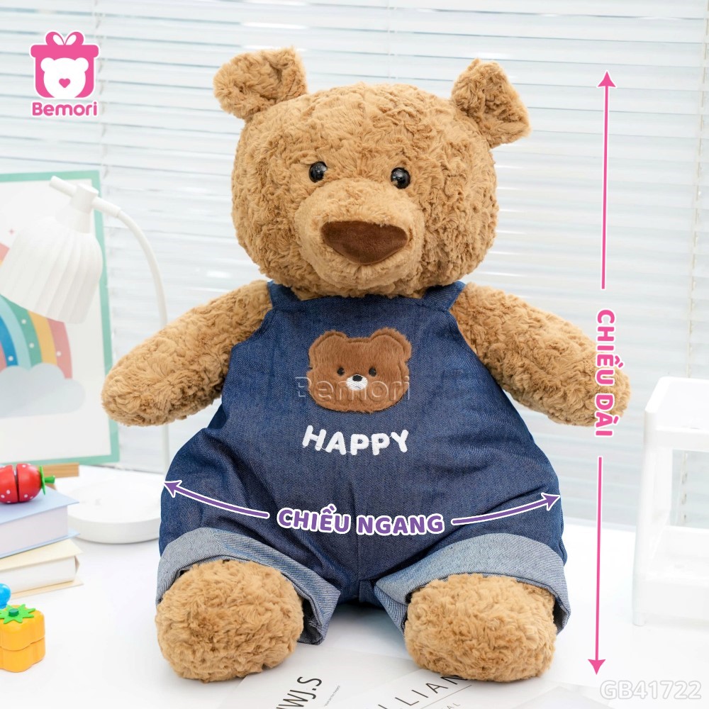 Cách đo kích thước của Gấu Bông Teddy Quần Yếm Jeans