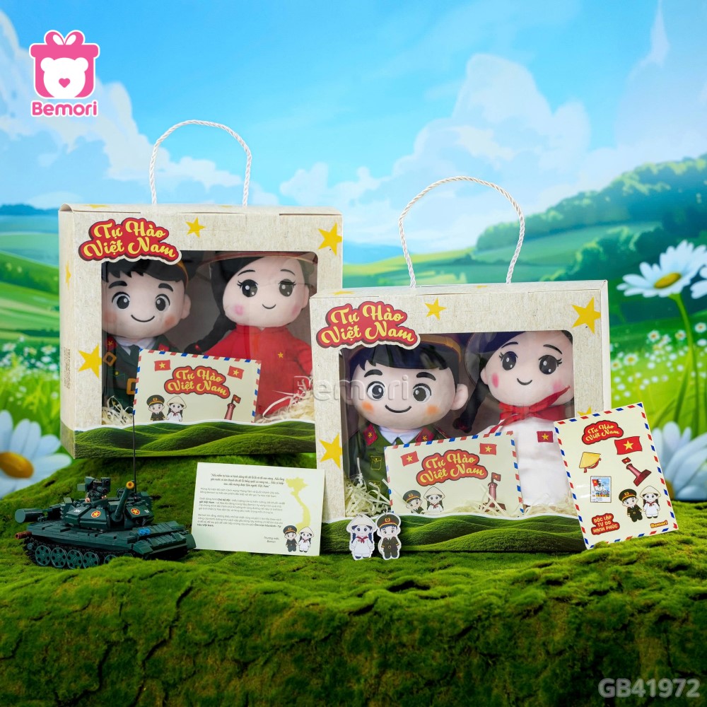 SET Quà Gấu Bông Bộ Đội Và Cô Gái Việt Nam