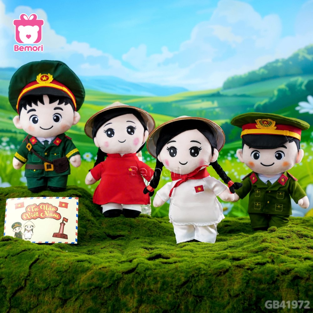 SET Quà Gấu Bông Bộ Đội Và Cô Gái Việt Nam