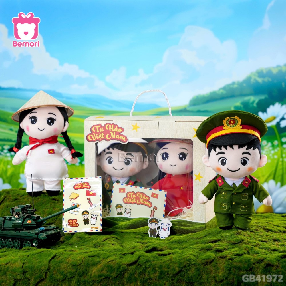 SET Quà Gấu Bông Bộ Đội Và Cô Gái Việt Nam
