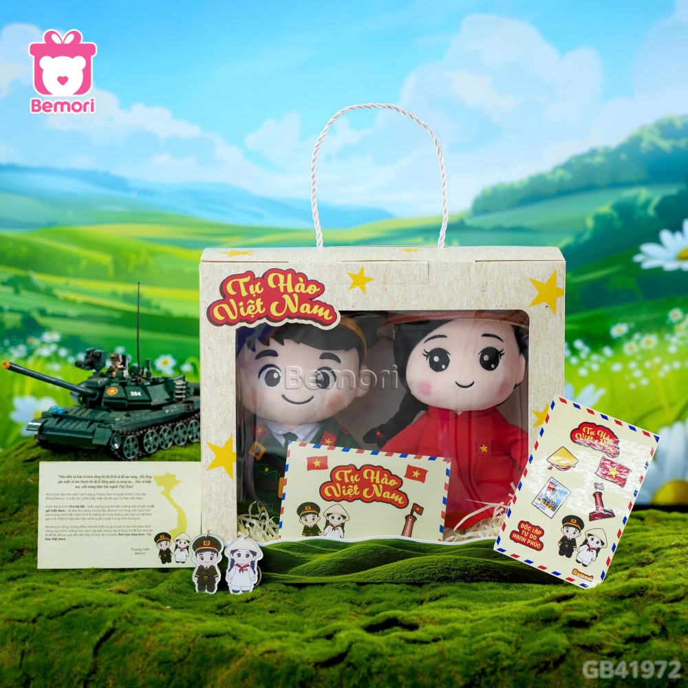 SET Quà Gấu Bông Bộ Đội Và Cô Gái Việt Nam