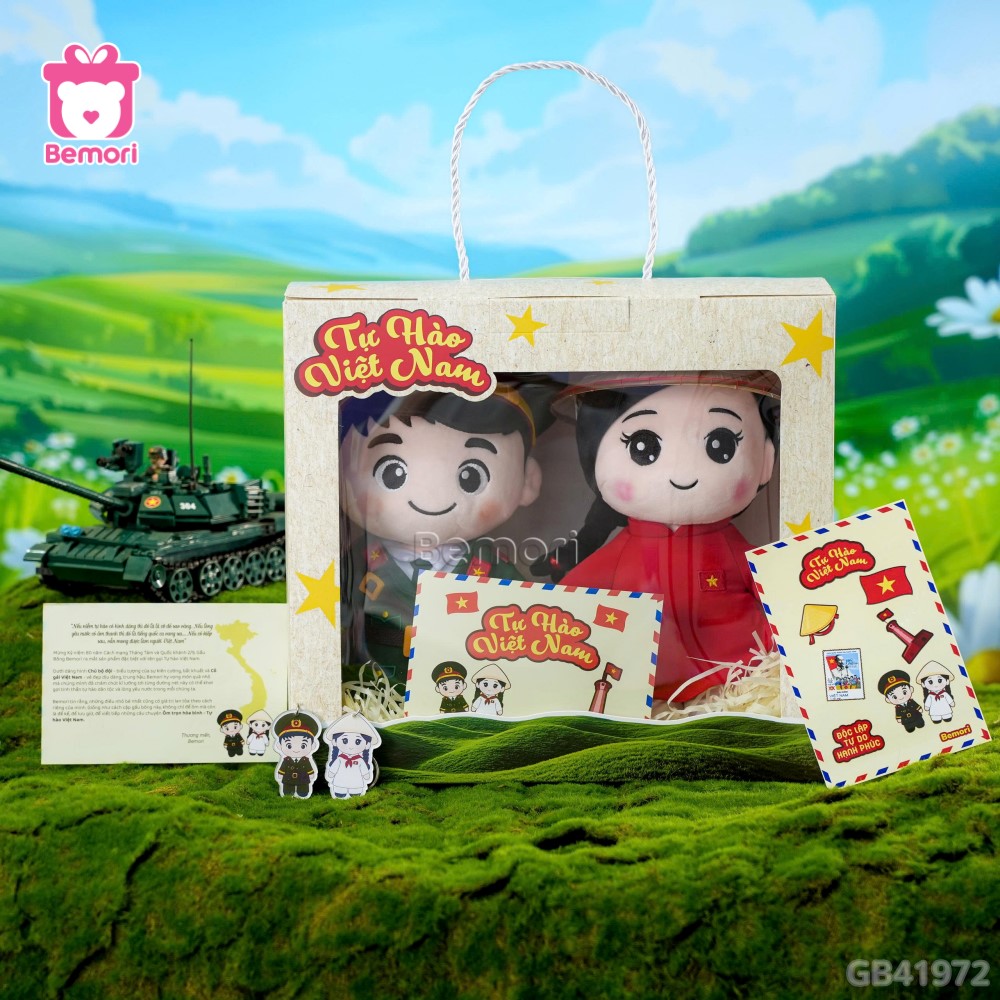 SET Quà Gấu Bông Bộ Đội Và Cô Gái Việt Nam