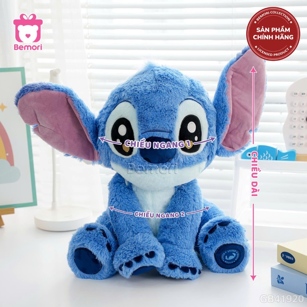 Cách đo kích thước của Gấu Bông Stitch Ngồi Cánh Tiên