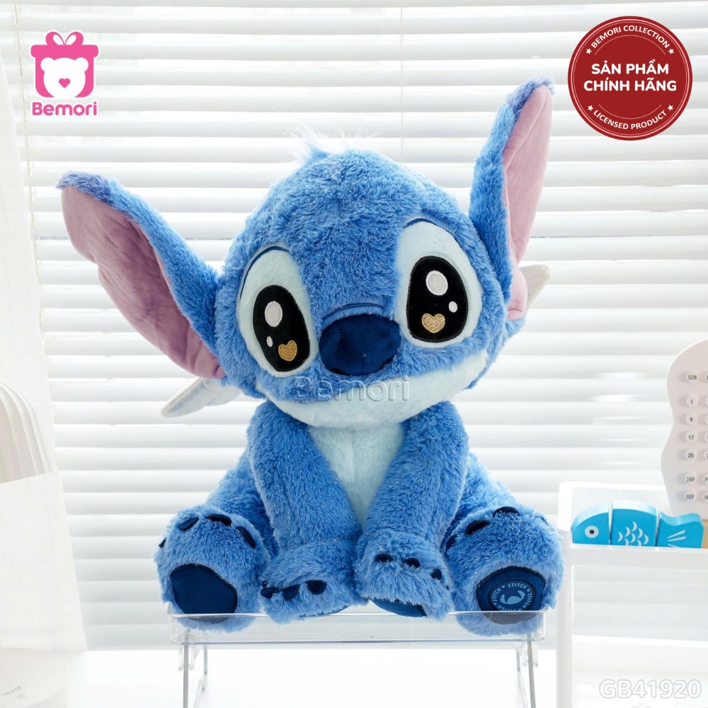 Gấu Bông Stitch Ngồi Cánh Tiên Chính Hãng