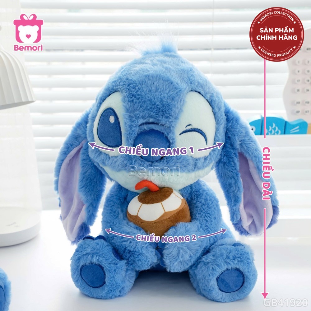 Cách đo kích thước của Gấu Bông Stitch Ngồi Ôm Quả Dừa