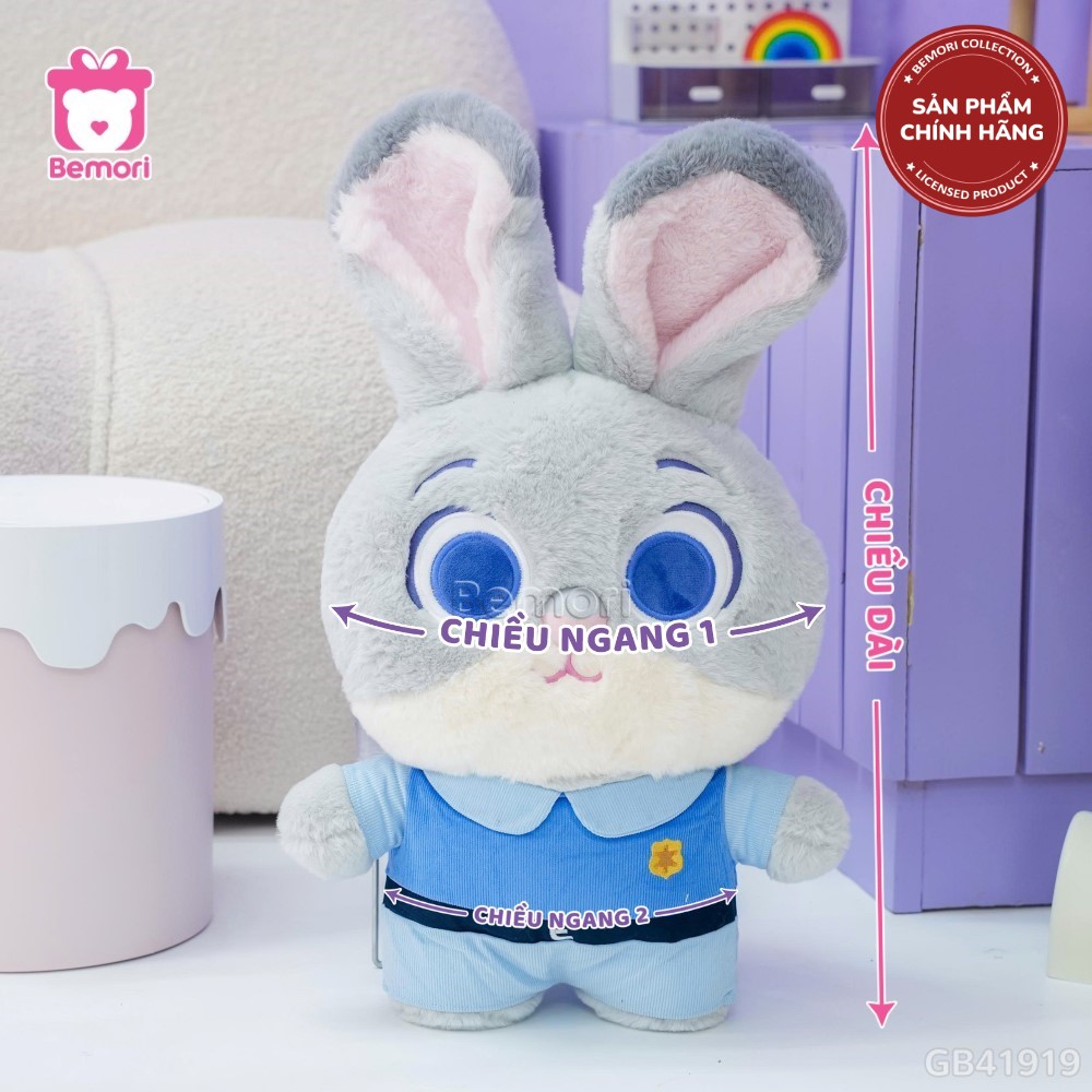 Cách đo kích thước của Gấu Bông Zootopia Đứng - Thỏ Judy