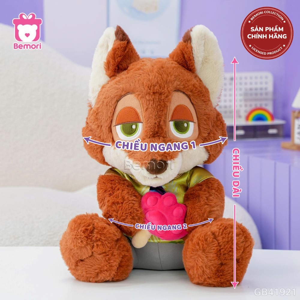 Cách đo kích thước của Gấu Bông Zootopia Ngồi Ôm Bánh