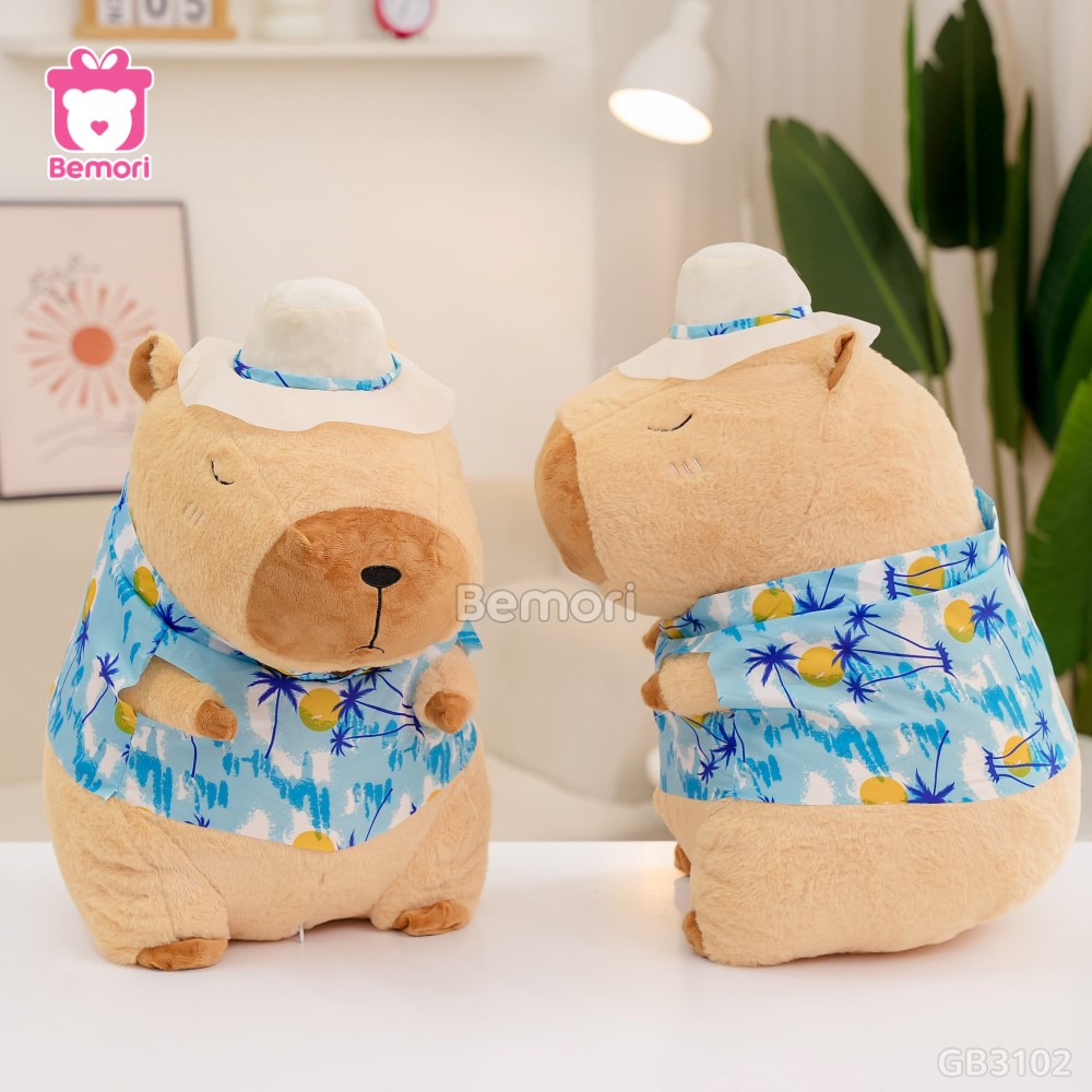 ĐG 50cm Gấu Bông Capybara Mặc Áo Hawaii Đi Biển – Xanh