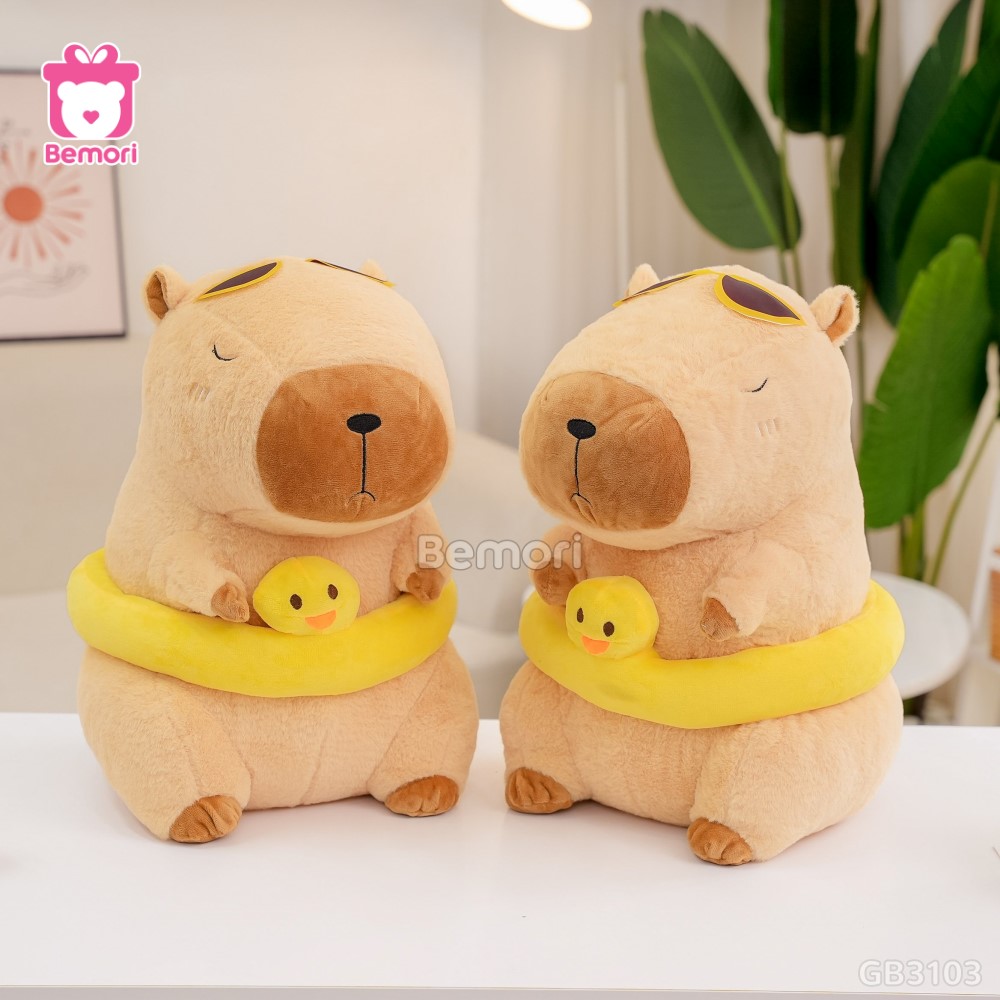ĐG 50cm Gấu Bông Capybara Đeo Phao Vịt