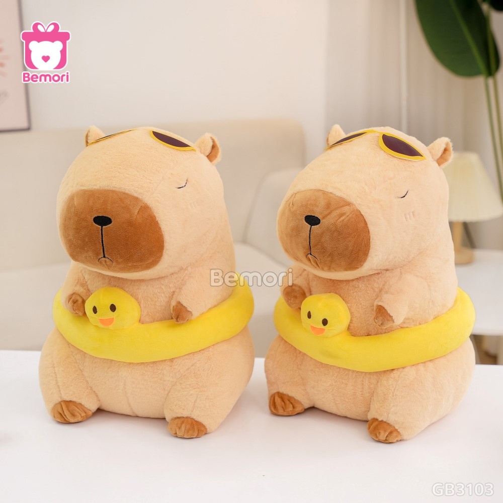 ĐG 50cm Gấu Bông Capybara Đeo Phao Vịt dễ thương