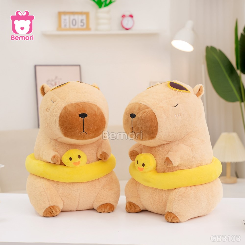 ĐG 50cm Gấu Bông Capybara Đeo Phao Vịt đeo kính ngộ nghĩnh