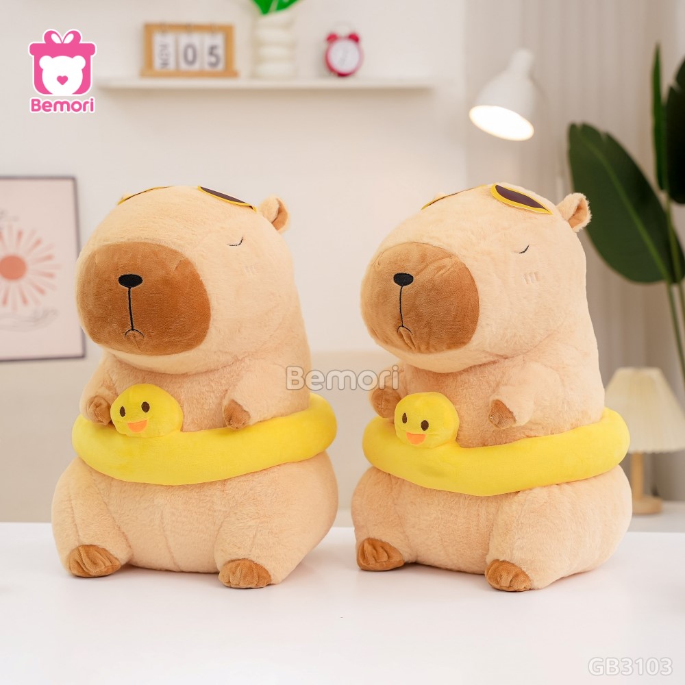 ĐG 50cm Gấu Bông Capybara Đeo Phao Vịt lông mềm mại