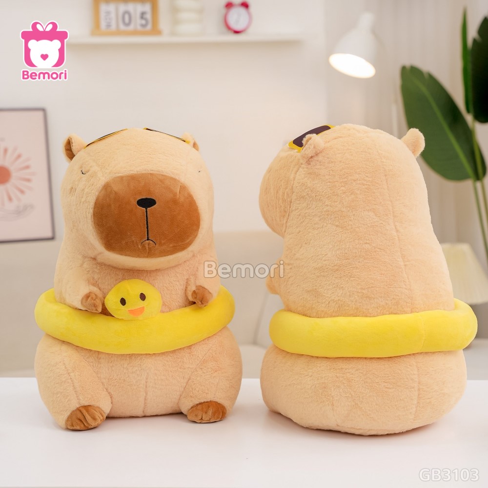 ĐG 50cm Gấu Bông Capybara Đeo Phao Vịt nhồi bông căng phồng, êm ái