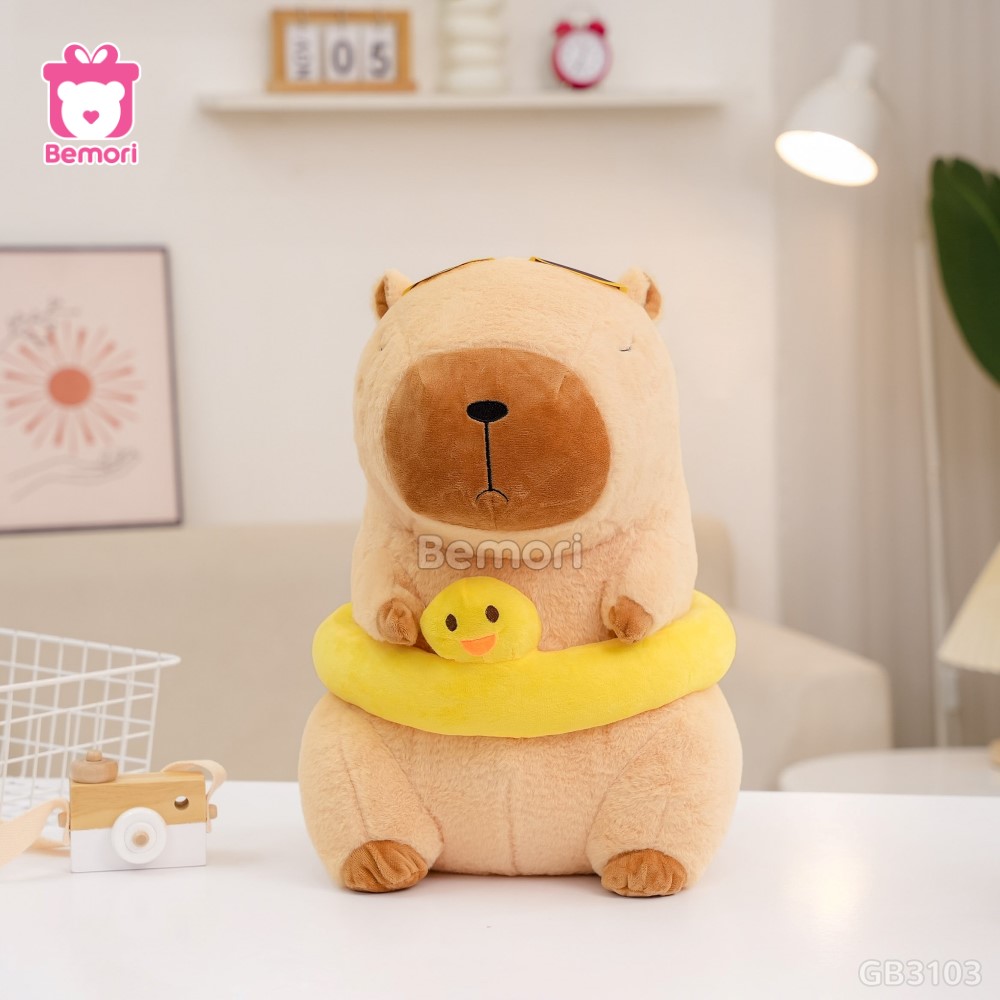 ĐG 50cm Gấu Bông Capybara Đeo Phao Vịt phụ kiện ngộ nghĩnh