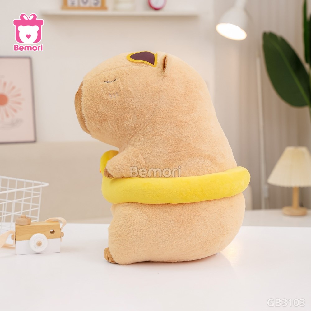 ĐG 50cm Gấu Bông Capybara Đeo Phao Vịt nhồi bông đầy đặn