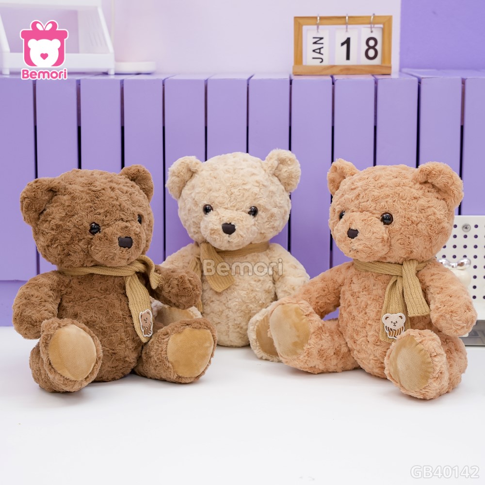 ĐG 50cm Gấu Bông Lông Xoắn Quàng Khăn