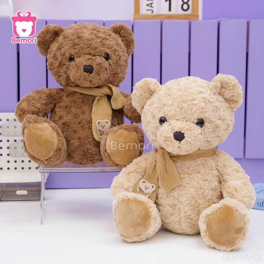 ĐG 50cm Gấu Bông Lông Xoắn Quàng Khăn