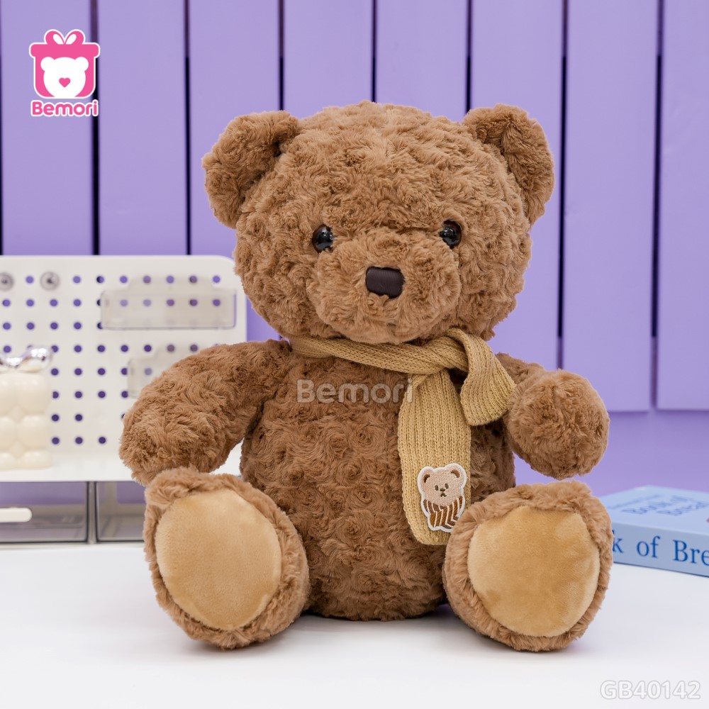 ĐG 50cm Gấu Bông Lông Xoắn Quàng Khăn