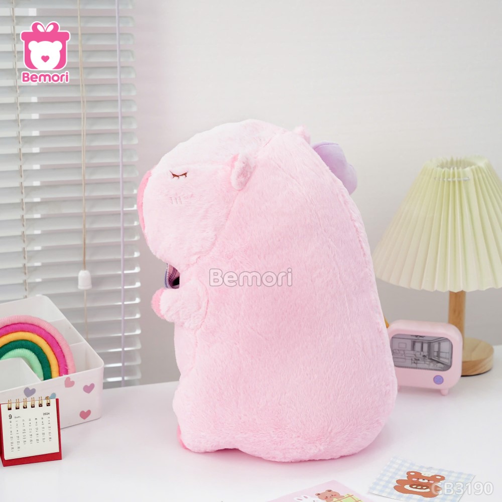 ĐG 40cm Gấu Bông Capybara Hồng Cầm Bóng Tim thiết kế tỉ mỉ, đường may chắc chắn