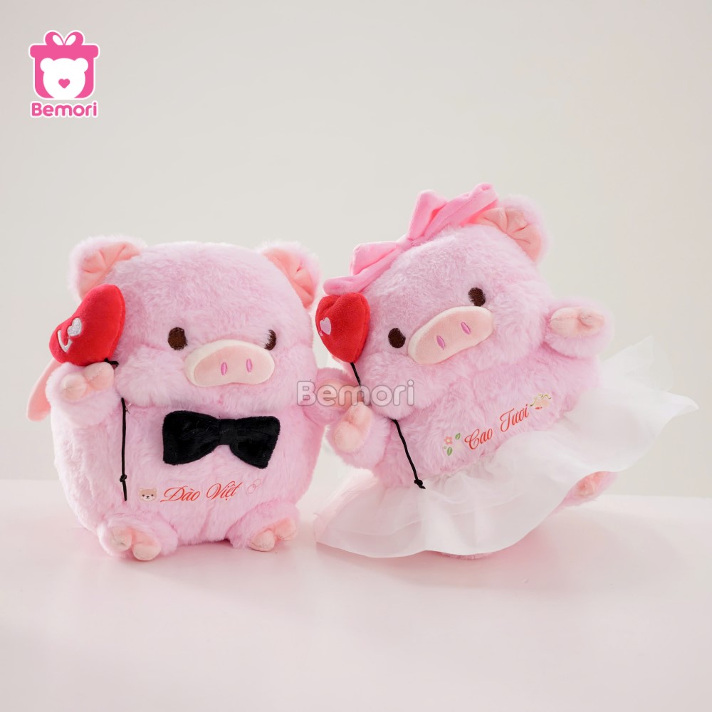 Gấu Bông Couple Dâu Rể Heo Mimi in tên